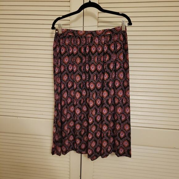 Joseph Picone Geometric Floral Print Flowy Silk Midi Skirt Multicolor Womens 14 - Picture 2 of 9